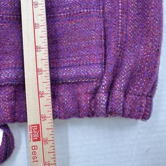 VTG Welsh Woollens by Tregwynt 100% Wool Jacket Full Zip Hooded Womens XL Purple - Picture 8 of 13